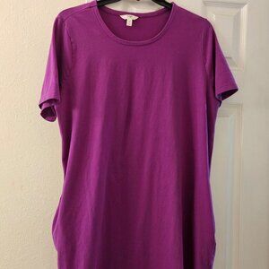 Terra & Sky cotton plus t shirt stretchy comfy Oversize fushia pink dress pocket
